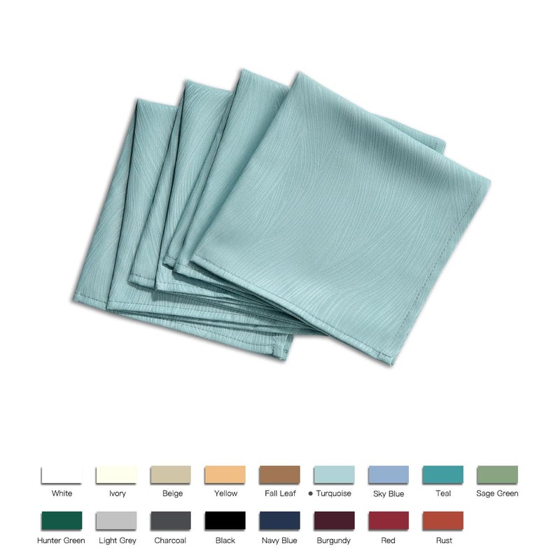 maxmill Jacquard Cloth Napkins 20 x 20 Inch with Hemmed Edges Swirl Pattern Soft Comfortable and Luxury Serviette for Family Dinners Weddings Parties and Banquets Set of 4 Turquoise - Image 2